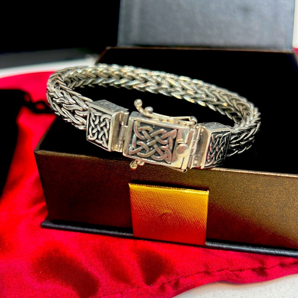 Celtic Knots Dragon Weave Sterling Sliver Men’s Bracelet by Keith Jack